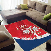 Custom Serbia Football Area Rug Come On Ealges Coat Of Arms Style
