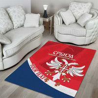 Custom Serbia Football Area Rug Come On Ealges Coat Of Arms Style