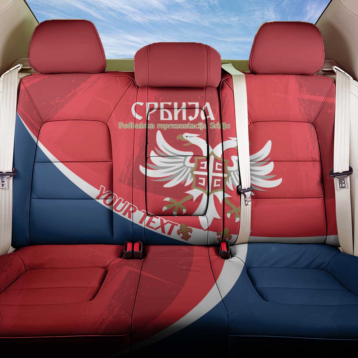 Custom Serbia Football Back Car Seat Cover Come On Ealges Coat Of Arms Style