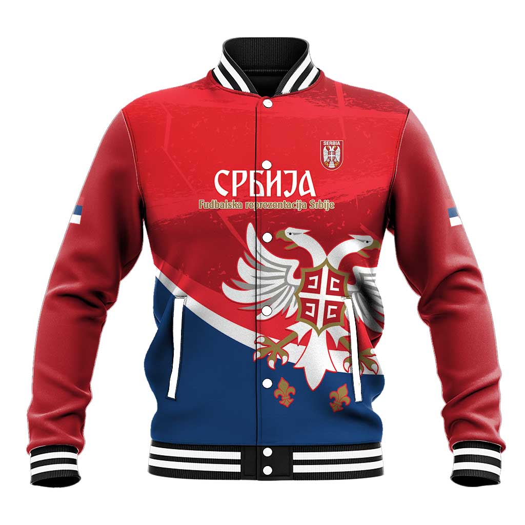 Custom Serbia Football Baseball Jacket Come On Ealges Coat Of Arms Style