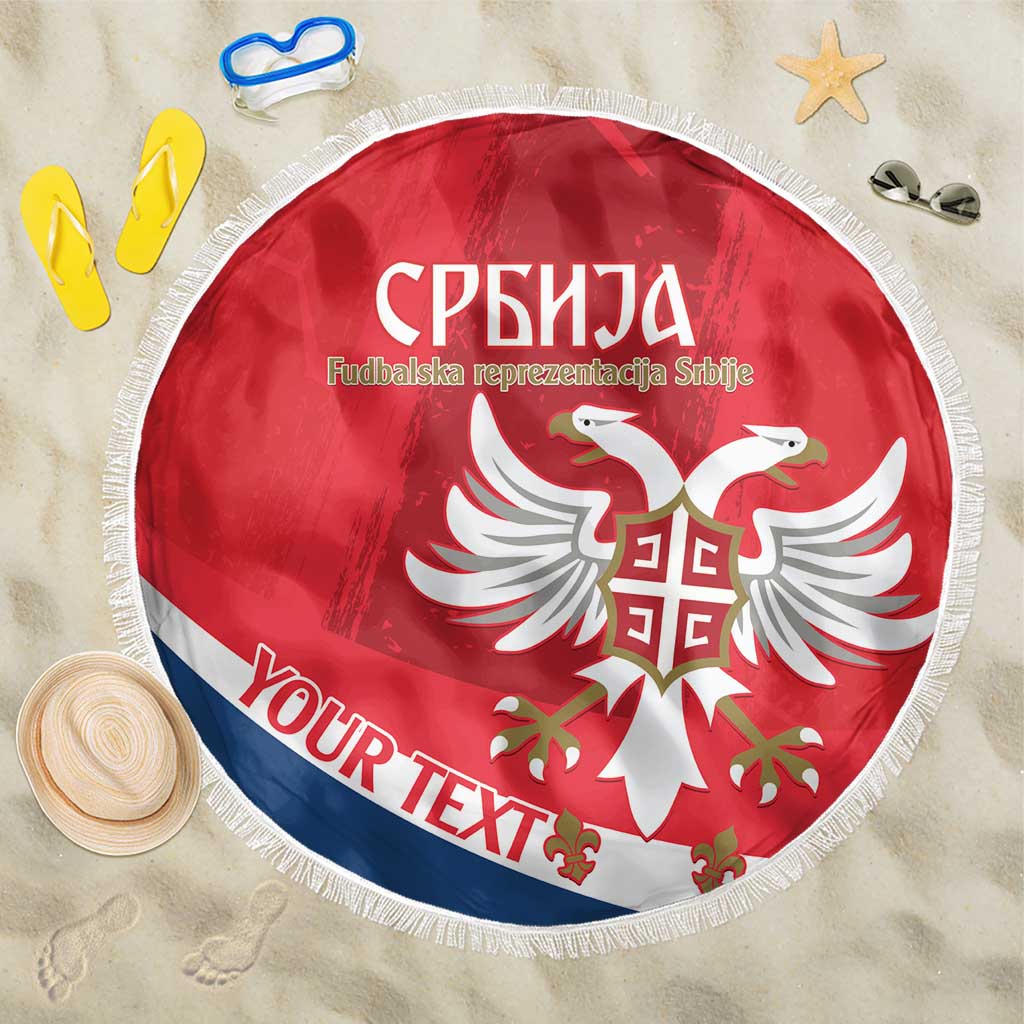 Custom Serbia Football Beach Blanket Come On Ealges Coat Of Arms Style