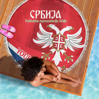 Custom Serbia Football Beach Blanket Come On Ealges Coat Of Arms Style
