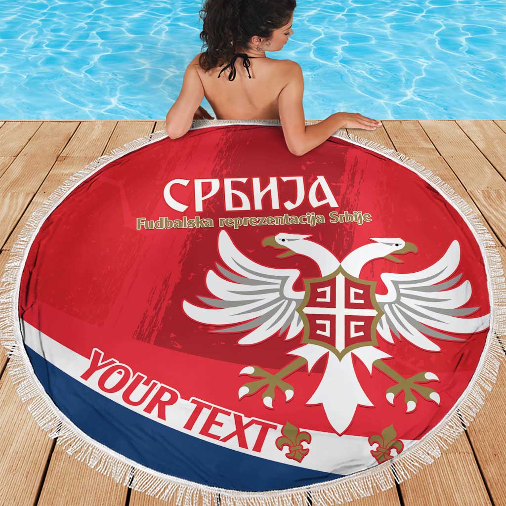 Custom Serbia Football Beach Blanket Come On Ealges Coat Of Arms Style