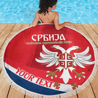 Custom Serbia Football Beach Blanket Come On Ealges Coat Of Arms Style