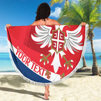 Custom Serbia Football Beach Blanket Come On Ealges Coat Of Arms Style