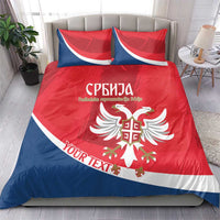 Custom Serbia Football Bedding Set Come On Ealges Coat Of Arms Style