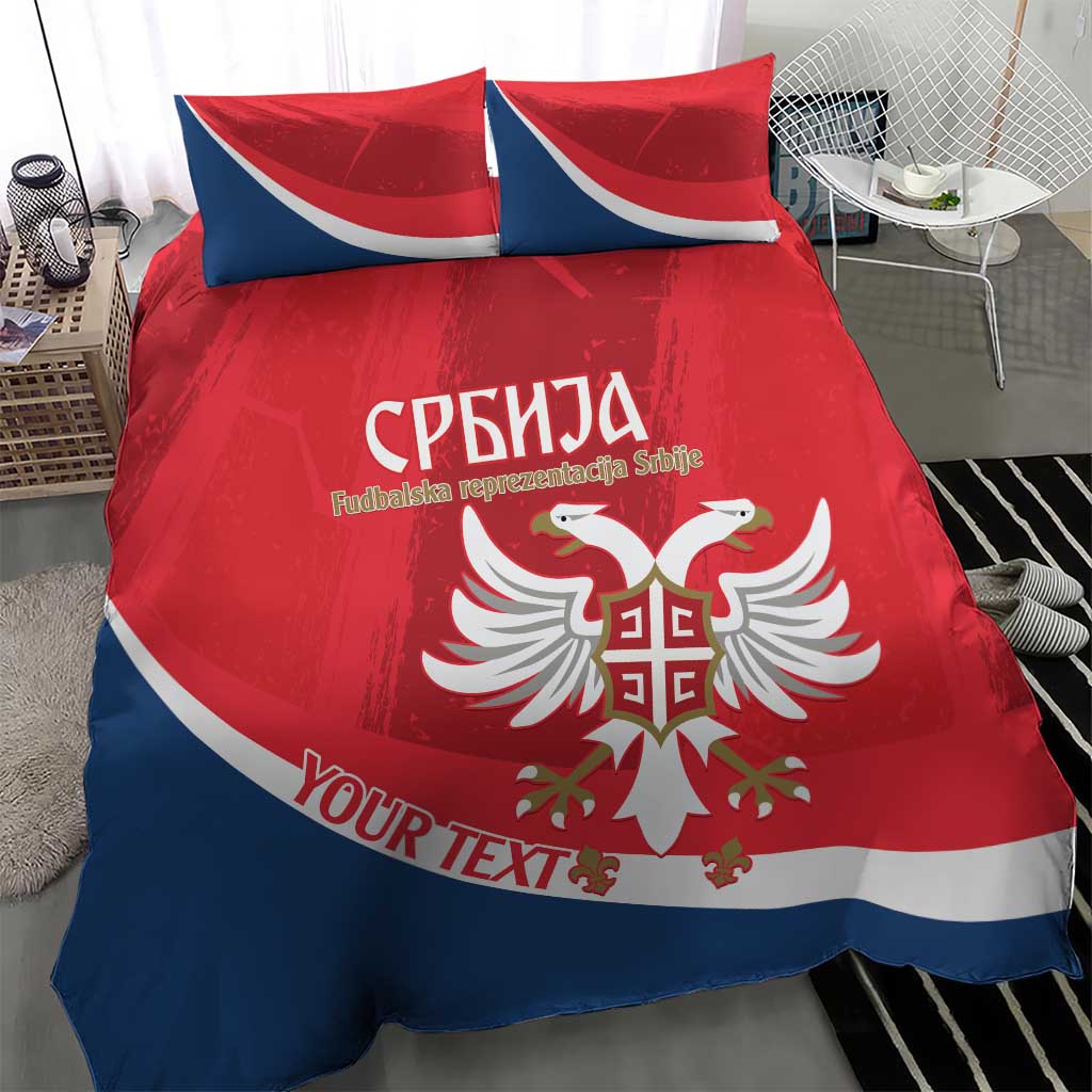 Custom Serbia Football Bedding Set Come On Ealges Coat Of Arms Style