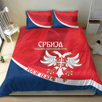 Custom Serbia Football Bedding Set Come On Ealges Coat Of Arms Style