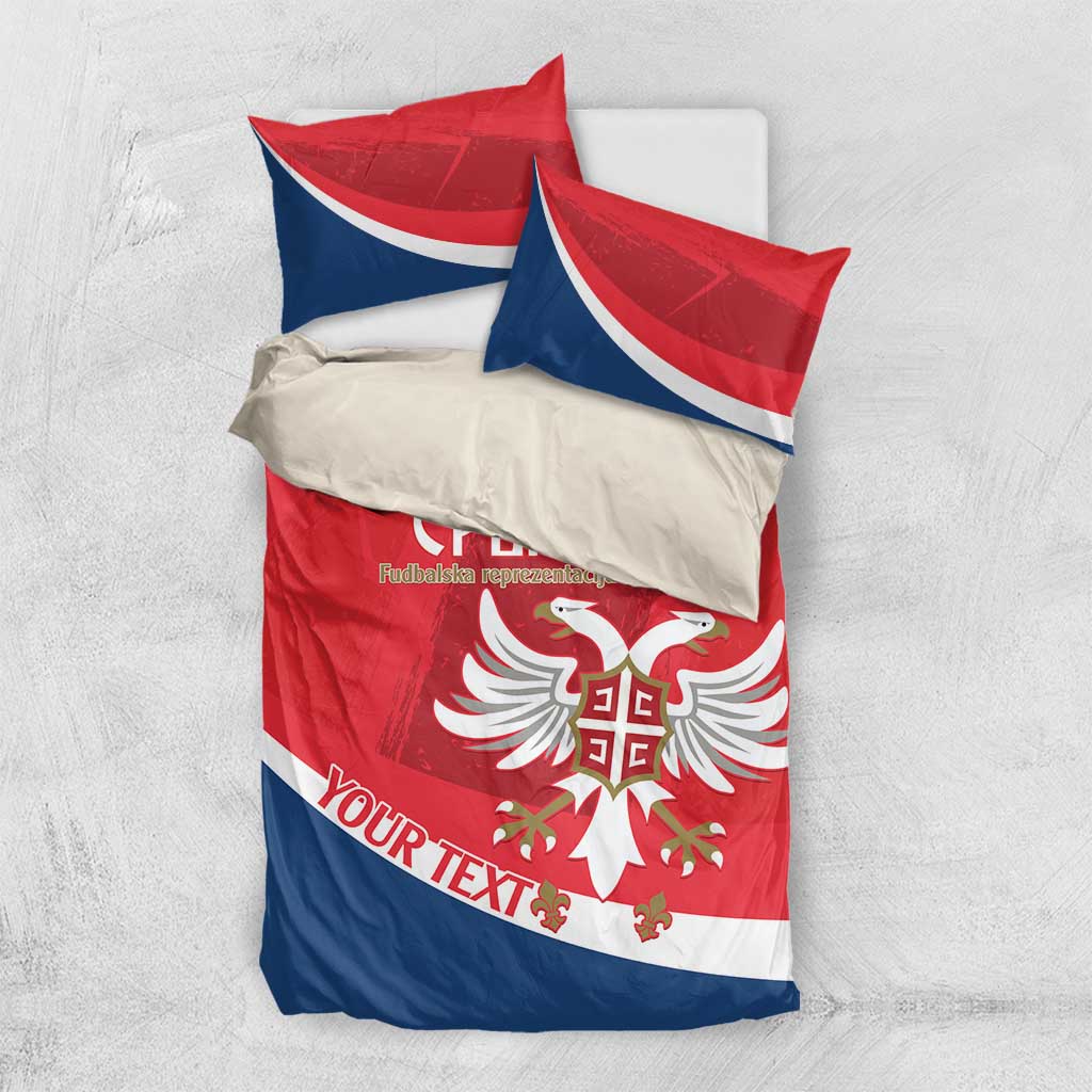 Custom Serbia Football Bedding Set Come On Ealges Coat Of Arms Style