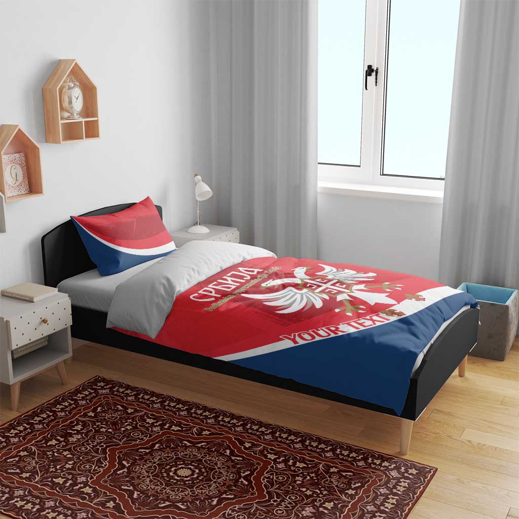 Custom Serbia Football Bedding Set Come On Ealges Coat Of Arms Style