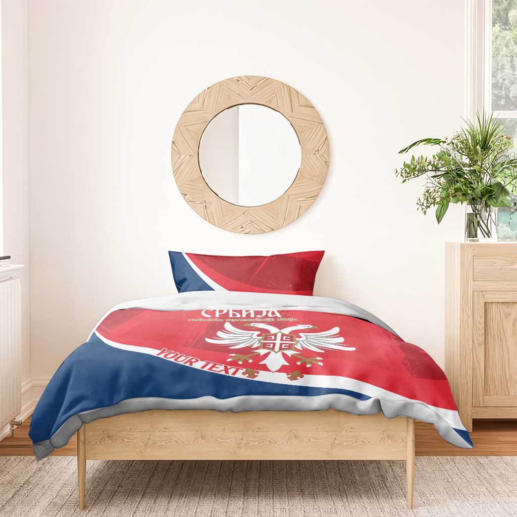 Custom Serbia Football Bedding Set Come On Ealges Coat Of Arms Style