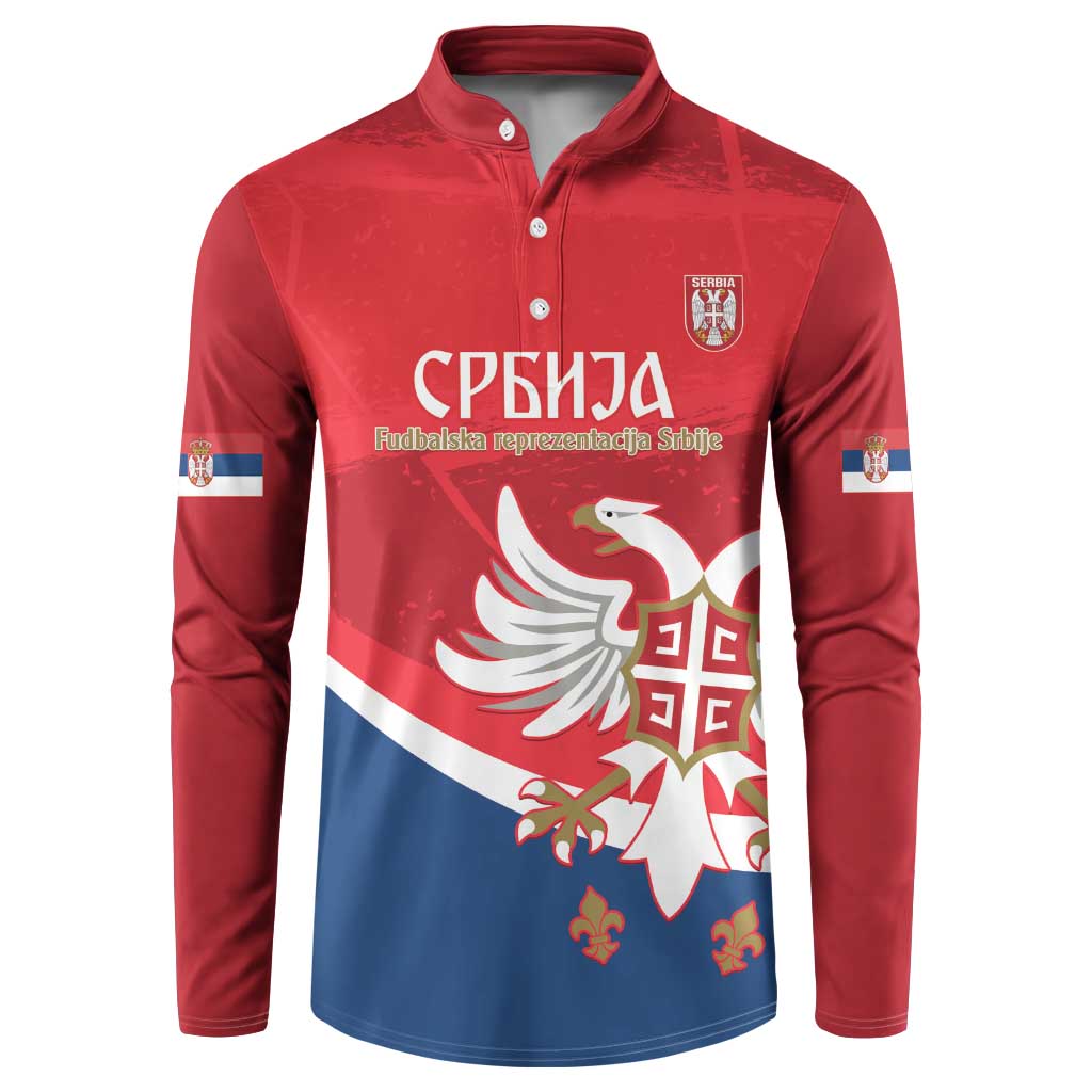 Custom Serbia Football Button Sweatshirt Come On Ealges Coat Of Arms Style