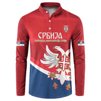 Custom Serbia Football Button Sweatshirt Come On Ealges Coat Of Arms Style