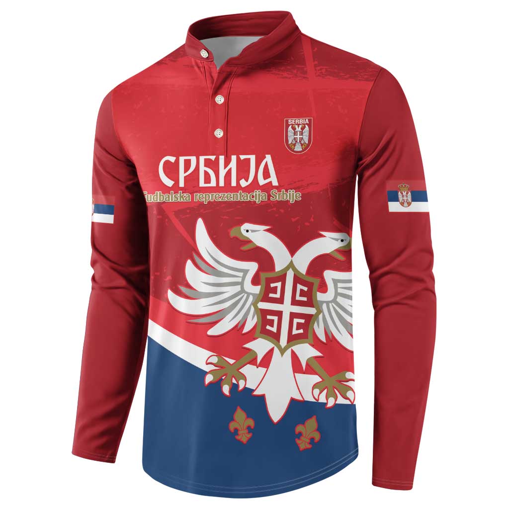 Custom Serbia Football Button Sweatshirt Come On Ealges Coat Of Arms Style