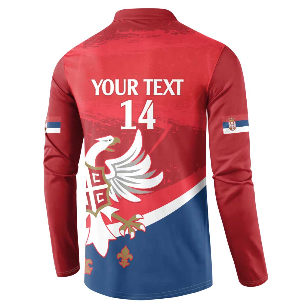 Custom Serbia Football Button Sweatshirt Come On Ealges Coat Of Arms Style