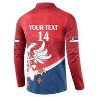 Custom Serbia Football Button Sweatshirt Come On Ealges Coat Of Arms Style