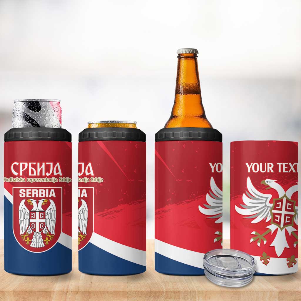 Custom Serbia Football 4 in 1 Can Cooler Tumbler Come On Ealges Coat Of Arms Style