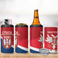 Custom Serbia Football 4 in 1 Can Cooler Tumbler Come On Ealges Coat Of Arms Style