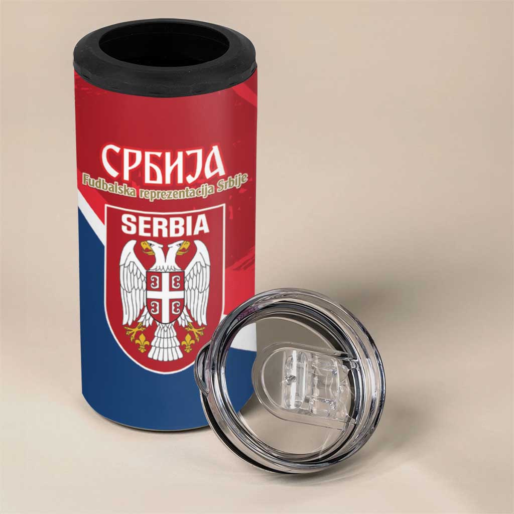 Custom Serbia Football 4 in 1 Can Cooler Tumbler Come On Ealges Coat Of Arms Style
