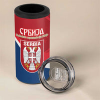 Custom Serbia Football 4 in 1 Can Cooler Tumbler Come On Ealges Coat Of Arms Style