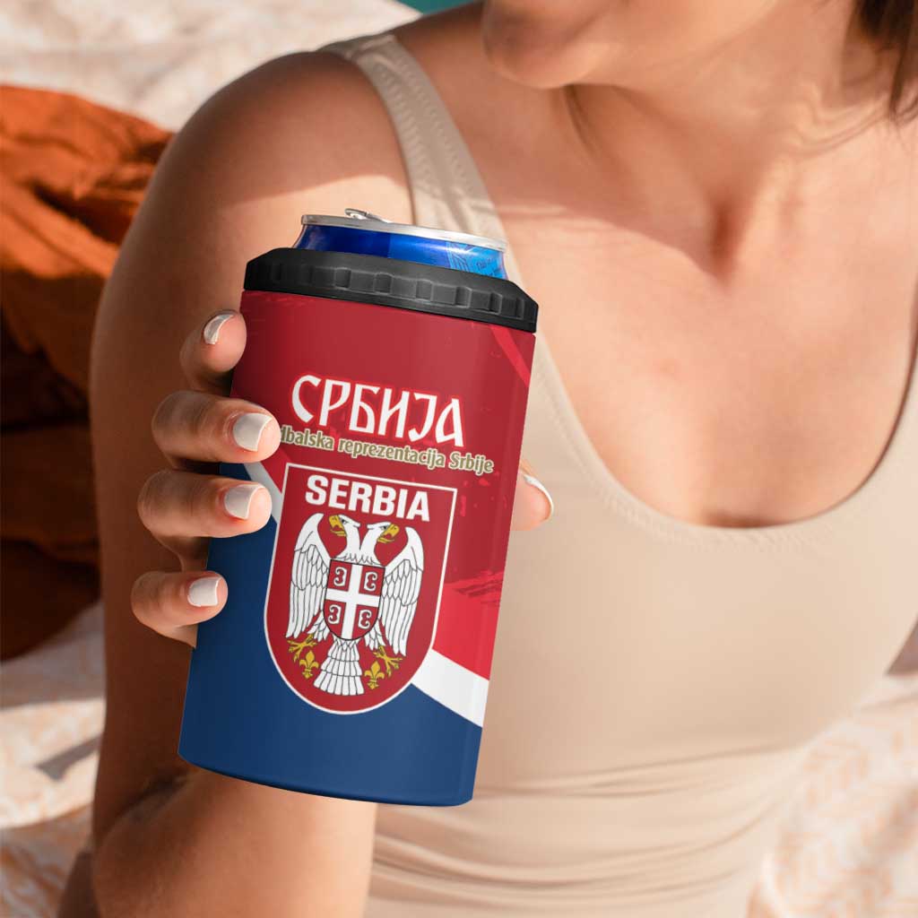 Custom Serbia Football 4 in 1 Can Cooler Tumbler Come On Ealges Coat Of Arms Style