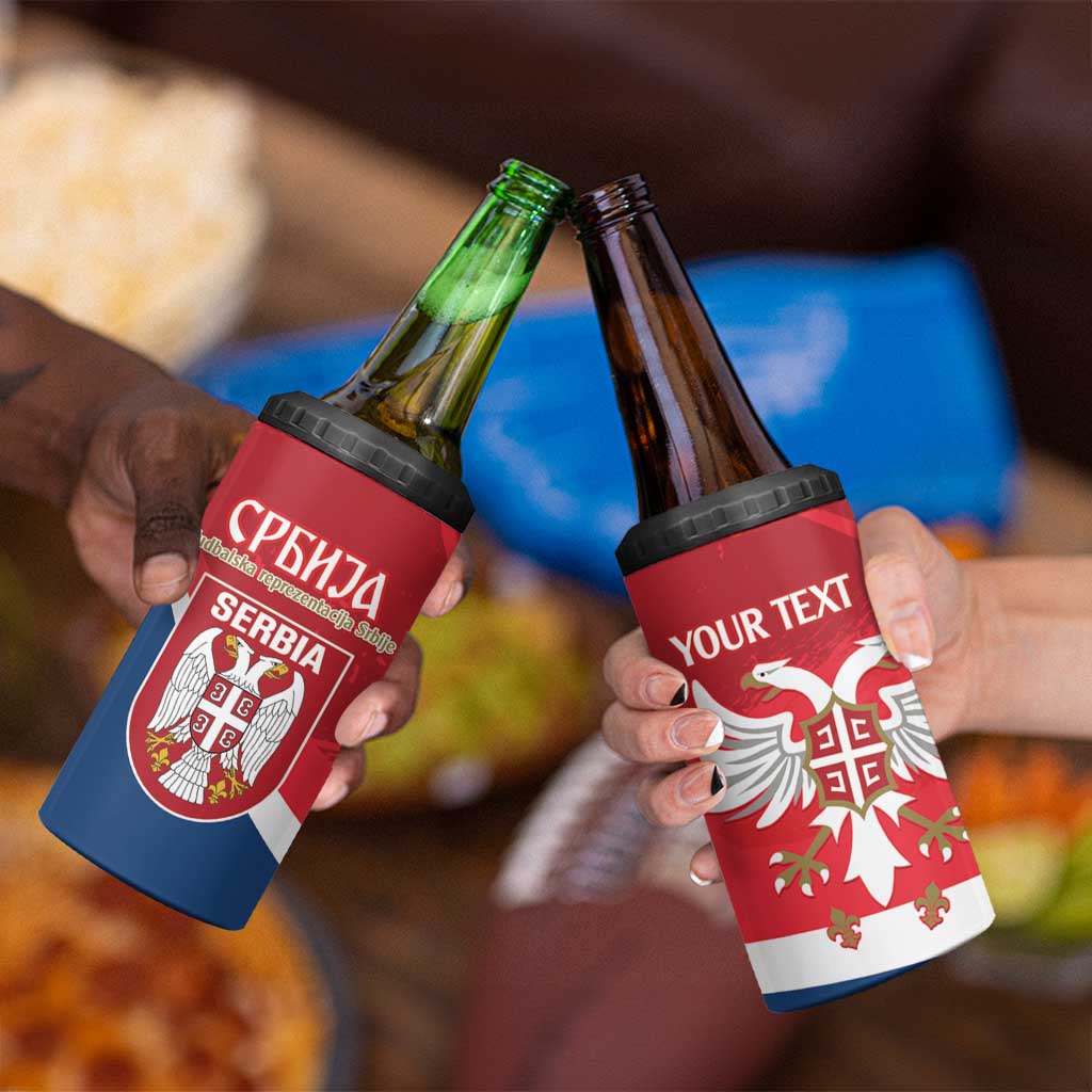 Custom Serbia Football 4 in 1 Can Cooler Tumbler Come On Ealges Coat Of Arms Style
