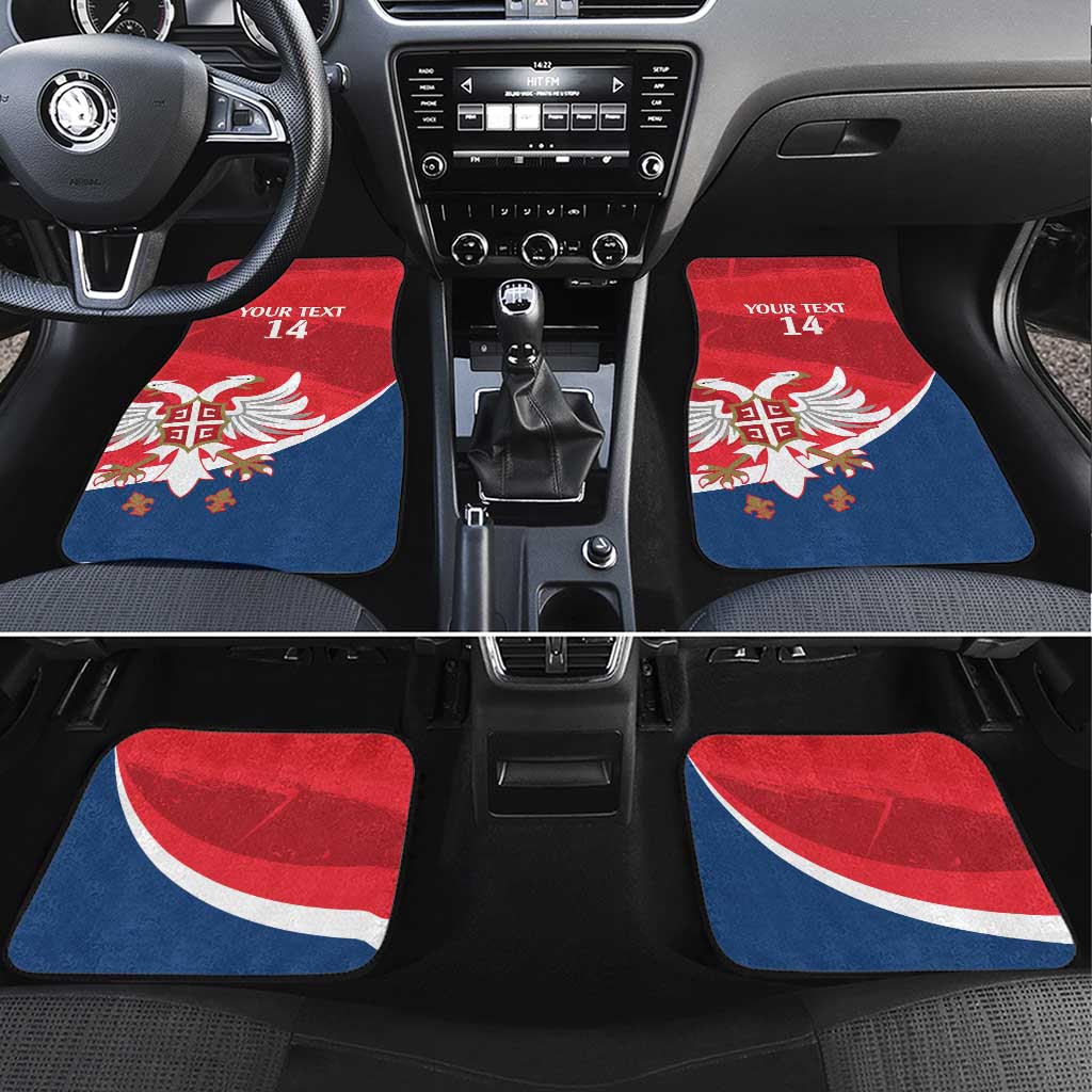 Custom Serbia Football Car Mats Come On Ealges Coat Of Arms Style