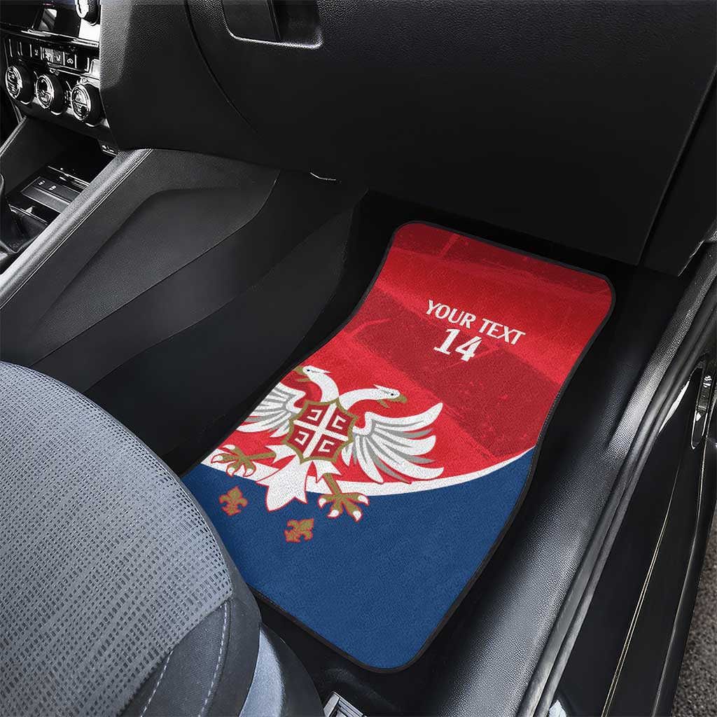 Custom Serbia Football Car Mats Come On Ealges Coat Of Arms Style