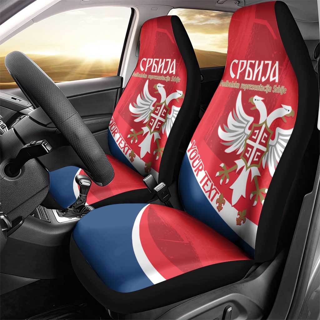 Custom Serbia Football Car Seat Cover Come On Ealges Coat Of Arms Style