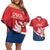 Custom Serbia Football Couples Matching Off Shoulder Short Dress and Hawaiian Shirt Come On Ealges Coat Of Arms Style