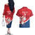 Custom Serbia Football Couples Matching Off The Shoulder Long Sleeve Dress and Hawaiian Shirt Come On Ealges Coat Of Arms Style
