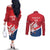 Custom Serbia Football Couples Matching Off The Shoulder Long Sleeve Dress and Long Sleeve Button Shirt Come On Ealges Coat Of Arms Style