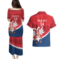 Custom Serbia Football Couples Matching Puletasi and Hawaiian Shirt Come On Ealges Coat Of Arms Style