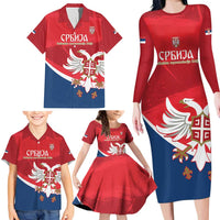 Custom Serbia Football Family Matching Long Sleeve Bodycon Dress and Hawaiian Shirt Come On Ealges Coat Of Arms Style