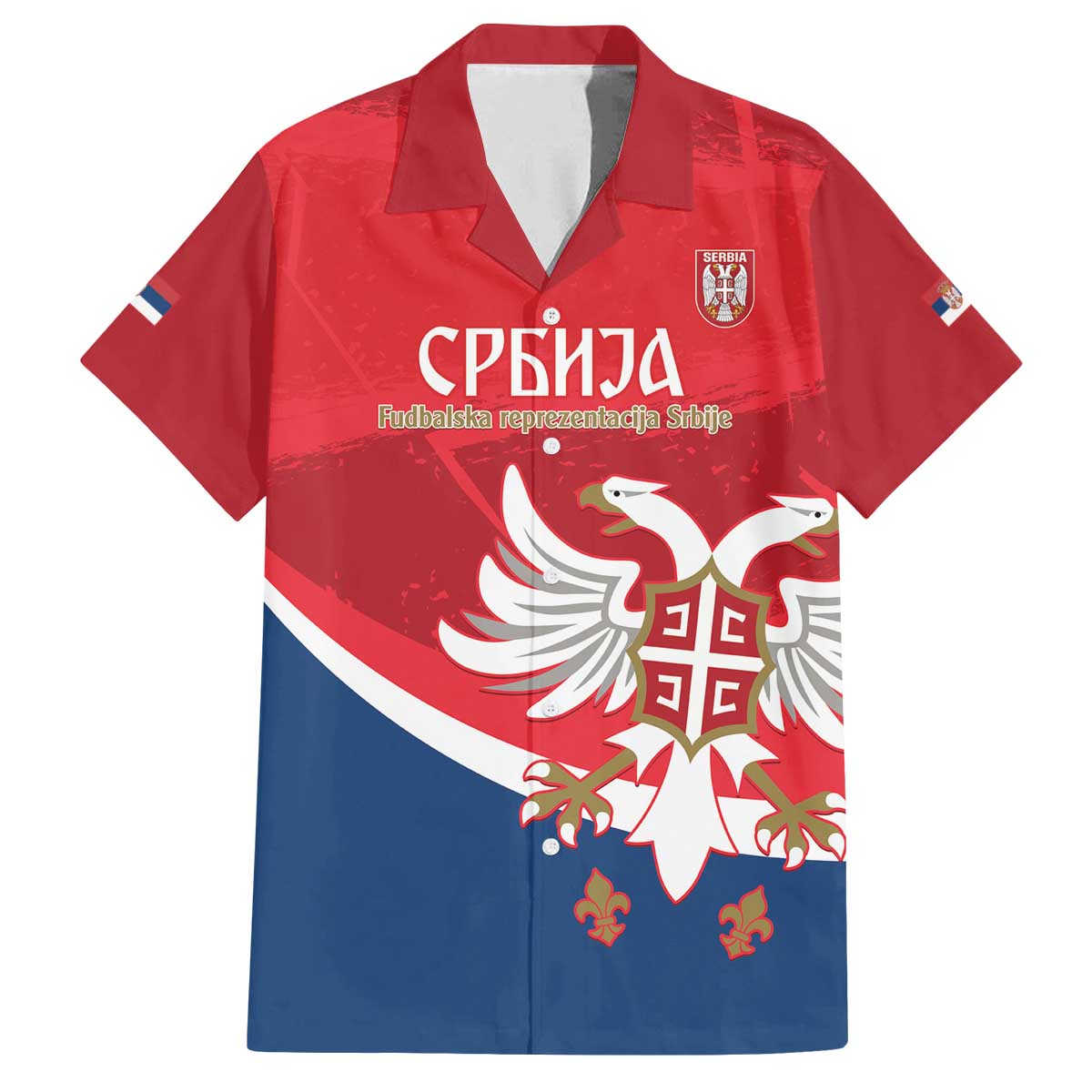 Custom Serbia Football Family Matching Off The Shoulder Long Sleeve Dress and Hawaiian Shirt Come On Ealges Coat Of Arms Style