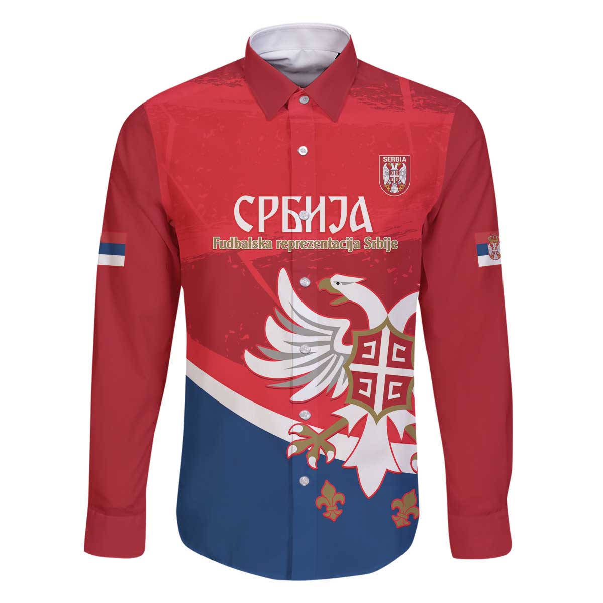 Custom Serbia Football Family Matching Off The Shoulder Long Sleeve Dress and Hawaiian Shirt Come On Ealges Coat Of Arms Style