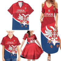 Custom Serbia Football Family Matching Summer Maxi Dress and Hawaiian Shirt Come On Ealges Coat Of Arms Style