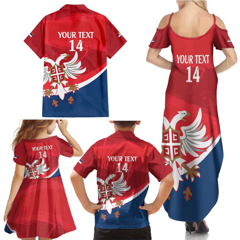 Custom Serbia Football Family Matching Summer Maxi Dress and Hawaiian Shirt Come On Ealges Coat Of Arms Style