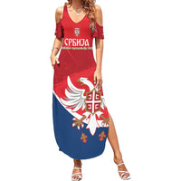Custom Serbia Football Family Matching Summer Maxi Dress and Hawaiian Shirt Come On Ealges Coat Of Arms Style