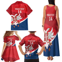 Custom Serbia Football Family Matching Tank Maxi Dress and Hawaiian Shirt Come On Ealges Coat Of Arms Style