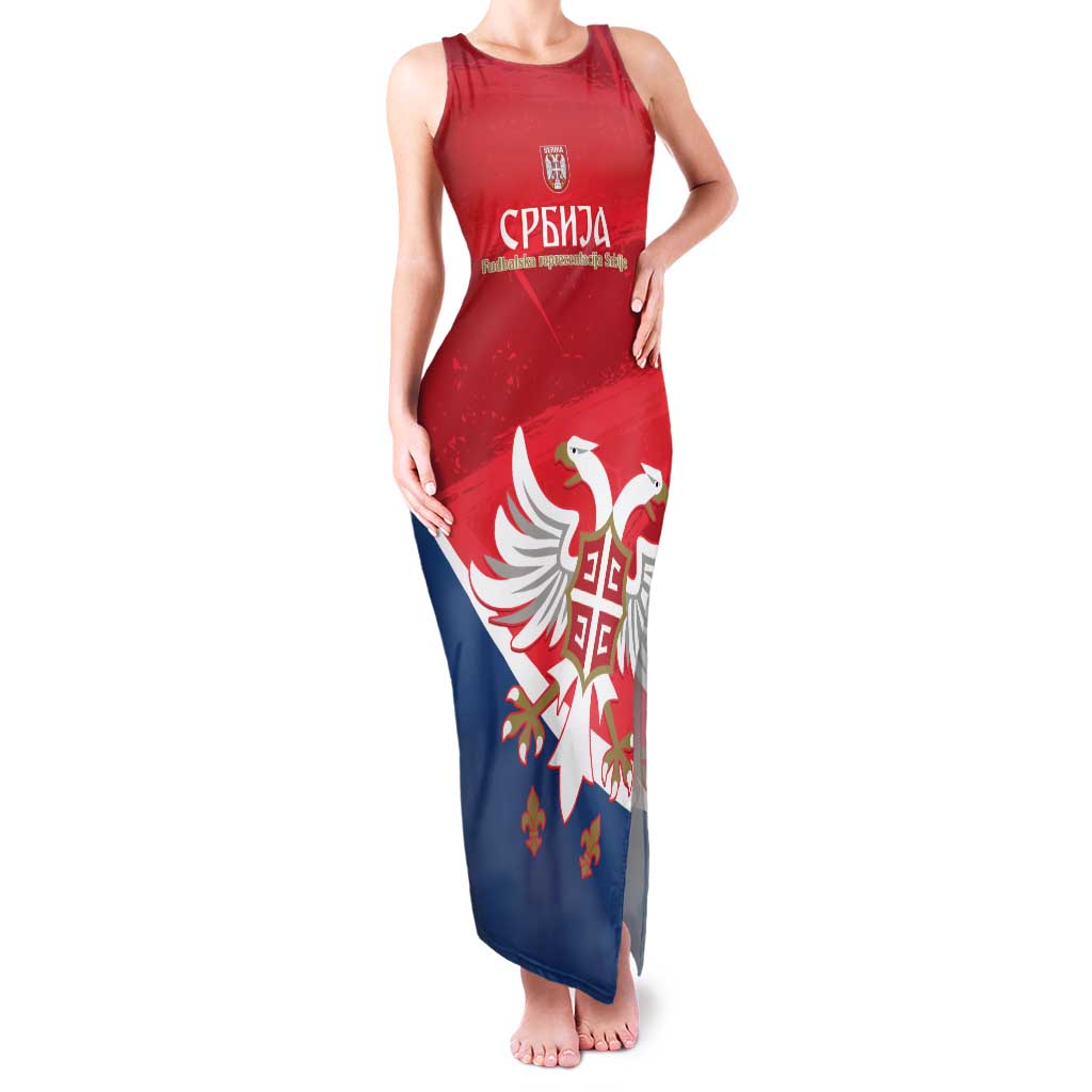 Custom Serbia Football Family Matching Tank Maxi Dress and Hawaiian Shirt Come On Ealges Coat Of Arms Style