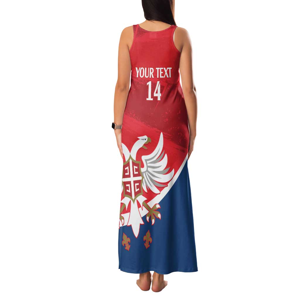Custom Serbia Football Family Matching Tank Maxi Dress and Hawaiian Shirt Come On Ealges Coat Of Arms Style