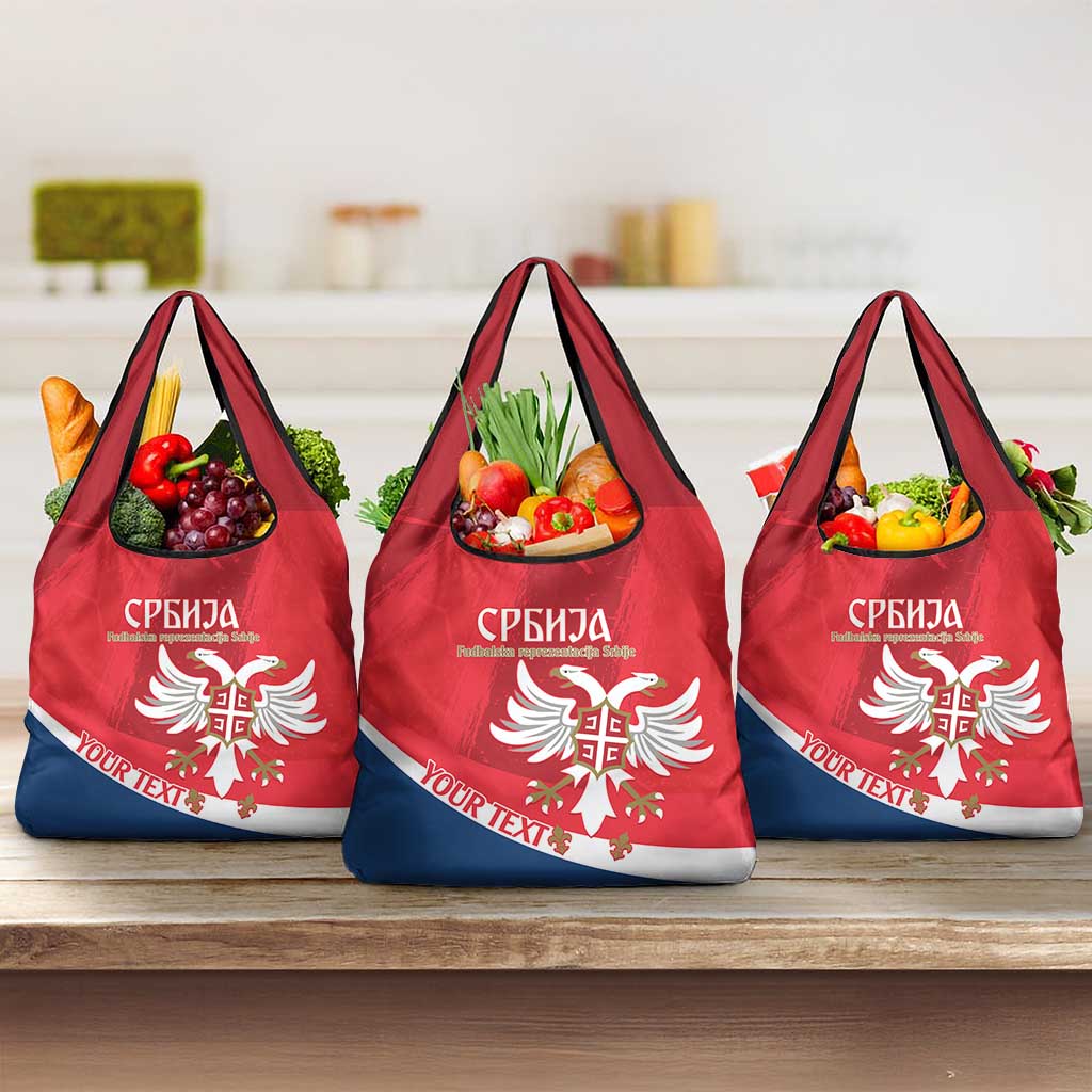 Custom Serbia Football Grocery Bag Come On Ealges Coat Of Arms Style