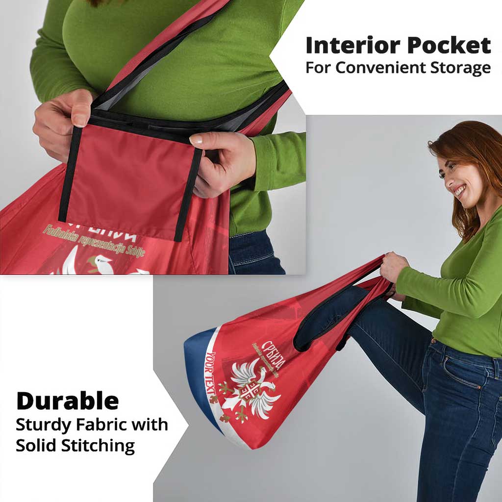 Custom Serbia Football Grocery Bag Come On Ealges Coat Of Arms Style