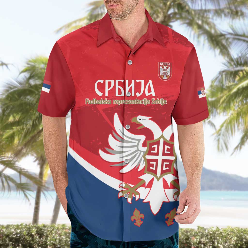 Custom Serbia Football Hawaiian Shirt Come On Ealges Coat Of Arms Style