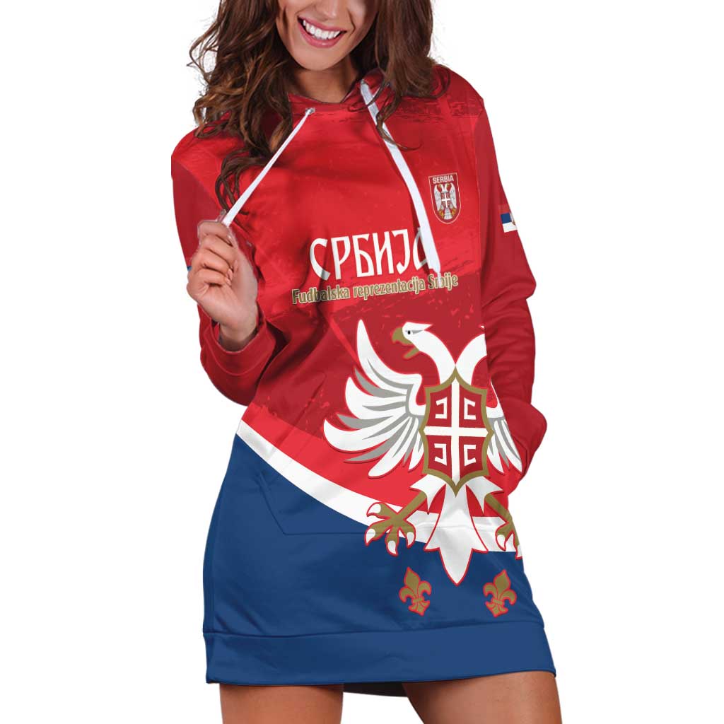 Custom Serbia Football Hoodie Dress Come On Ealges Coat Of Arms Style