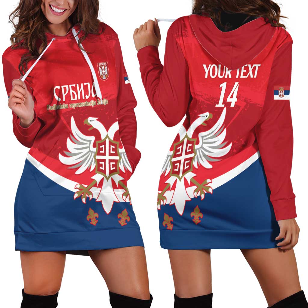 Custom Serbia Football Hoodie Dress Come On Ealges Coat Of Arms Style