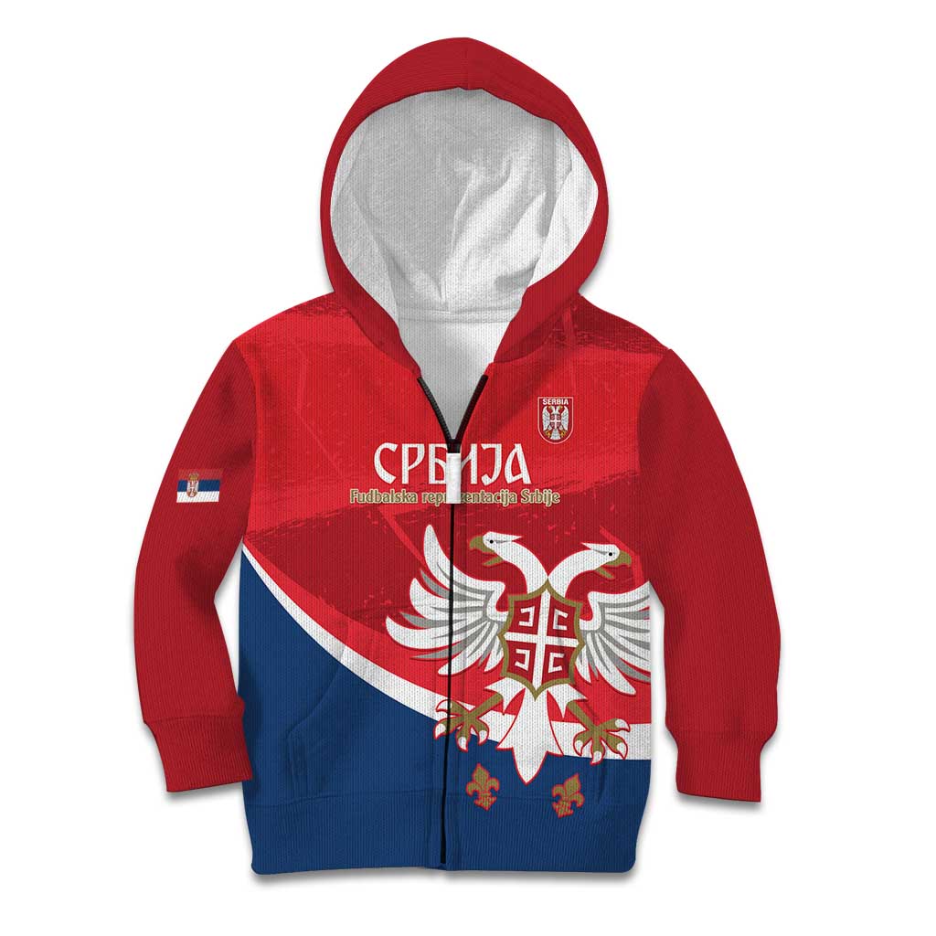 Custom Serbia Football Kid Hoodie Come On Ealges Coat Of Arms Style