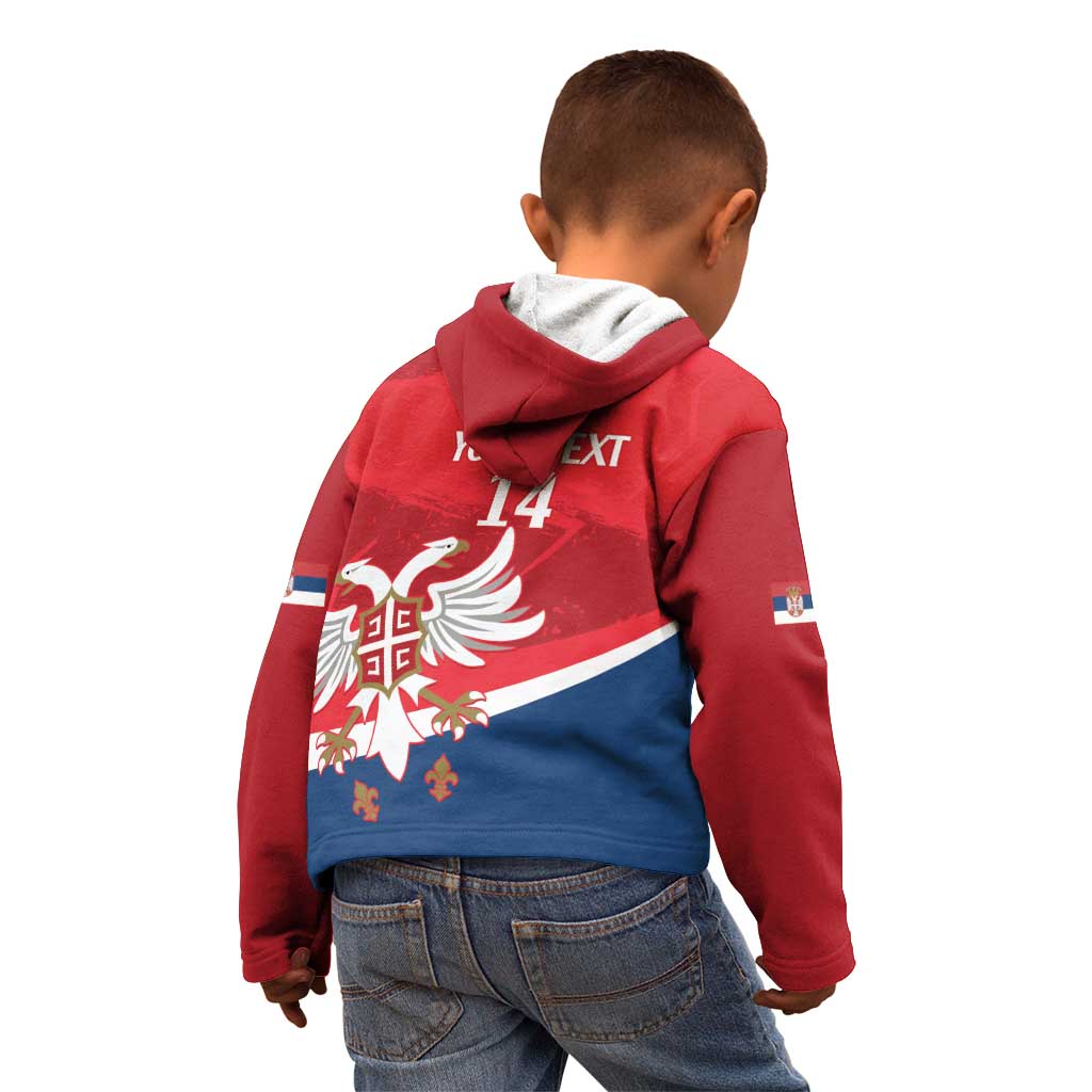 Custom Serbia Football Kid Hoodie Come On Ealges Coat Of Arms Style