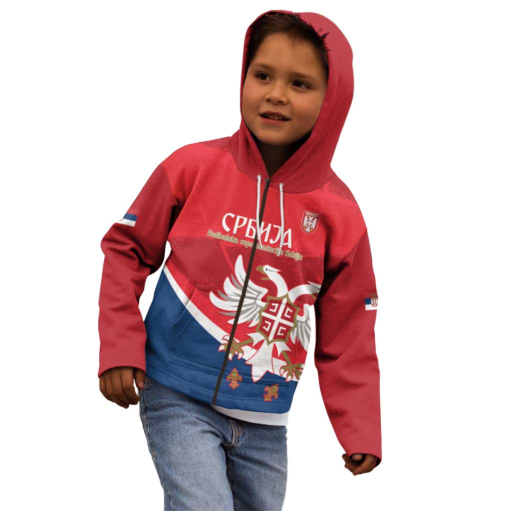 Custom Serbia Football Kid Hoodie Come On Ealges Coat Of Arms Style